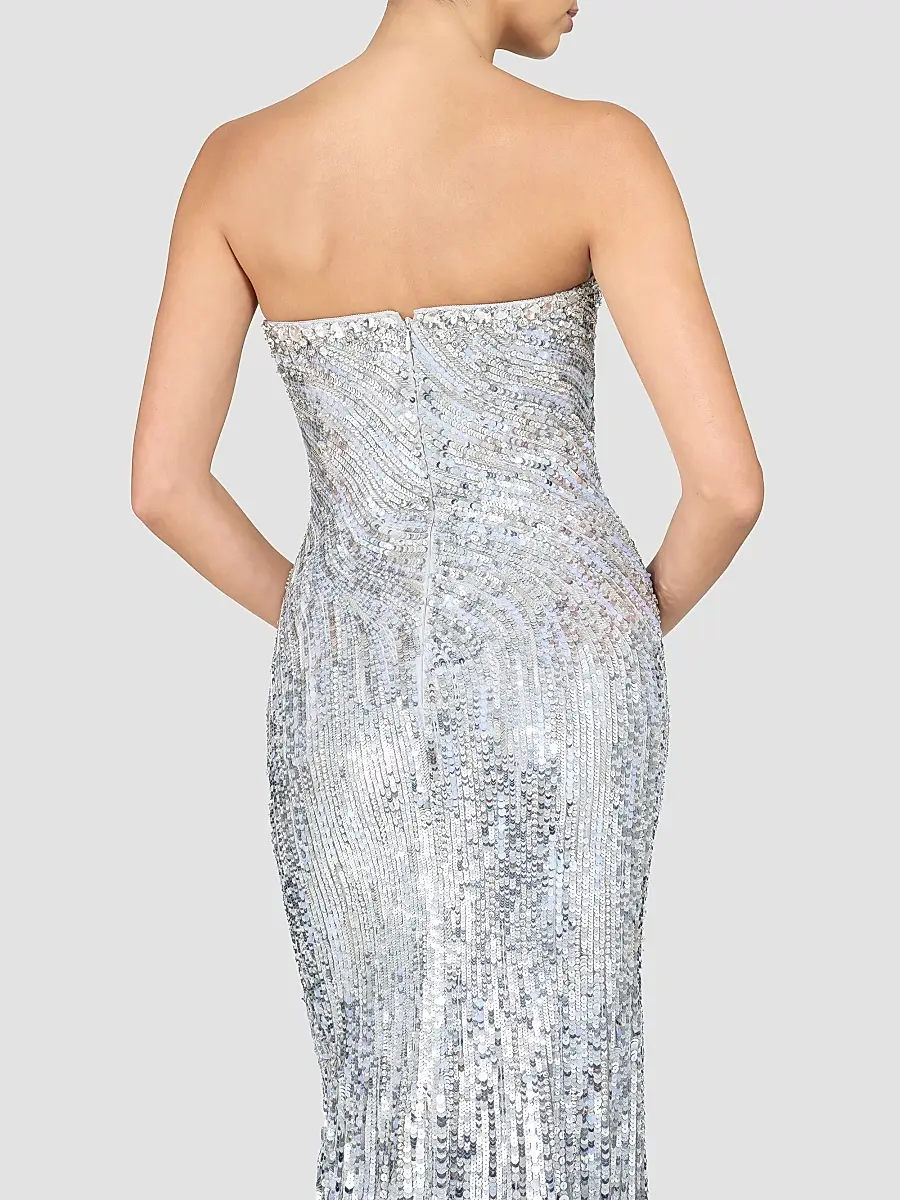 Jenny Packham Women's Helix Sequined Strapless Gown | Thumbnail 5 Jenny Packham Women's Helix Sequined Strapless Gown | Thumbnail 5