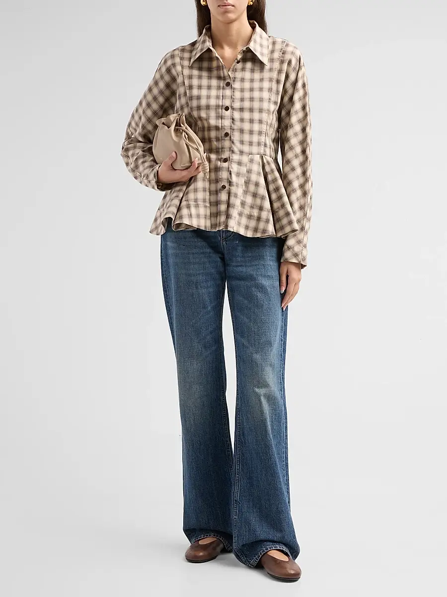 Ganni Women's Check Flannel Peplum Shirt | Thumbnail 2 Ganni Women's Check Flannel Peplum Shirt | Thumbnail 2