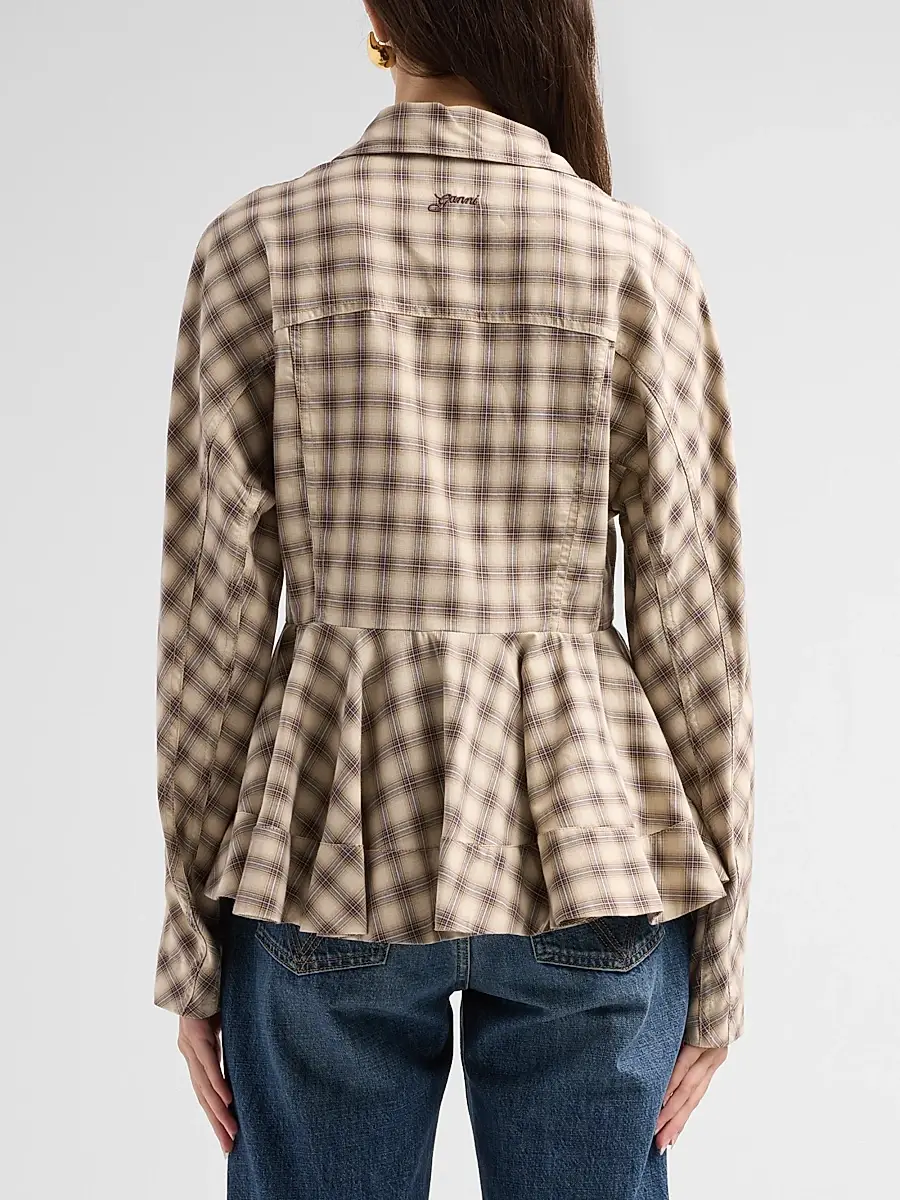 Ganni Women's Check Flannel Peplum Shirt | Thumbnail 3 Ganni Women's Check Flannel Peplum Shirt | Thumbnail 3