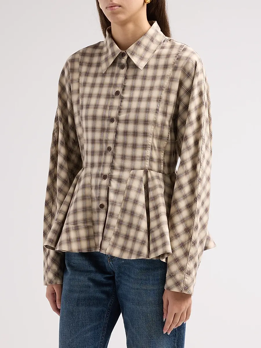 Ganni Women's Check Flannel Peplum Shirt | Thumbnail 4 Ganni Women's Check Flannel Peplum Shirt | Thumbnail 4