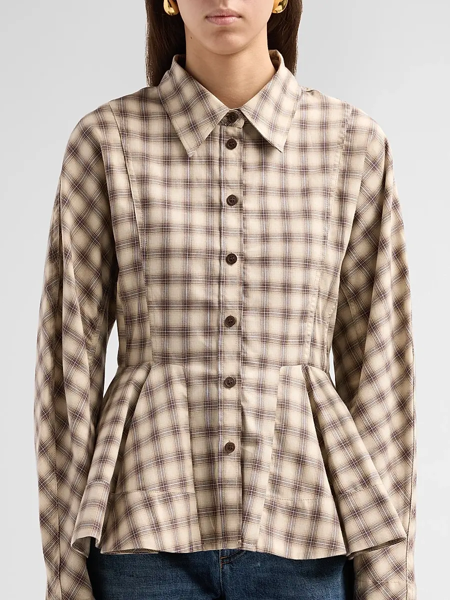 Ganni Women's Check Flannel Peplum Shirt | Thumbnail 5 Ganni Women's Check Flannel Peplum Shirt | Thumbnail 5