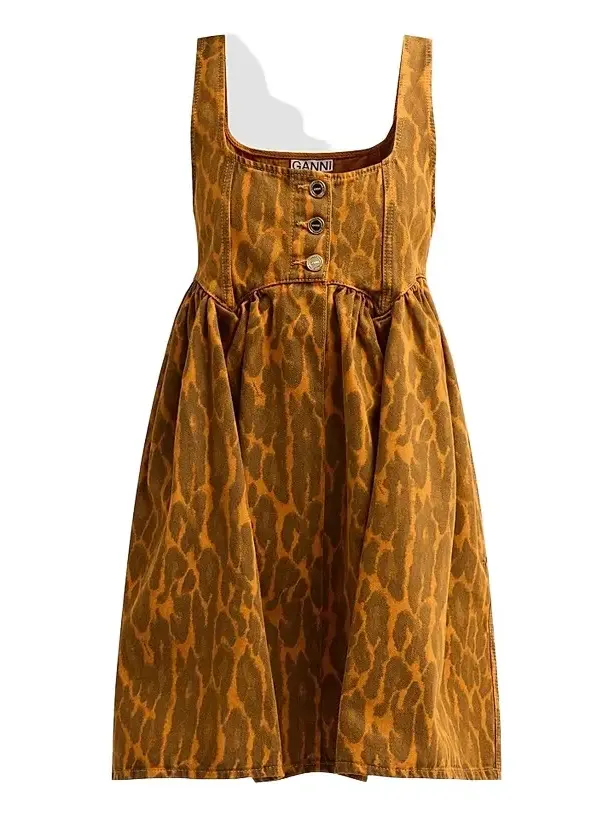 Women's Print Denim Bubble Mini Dress