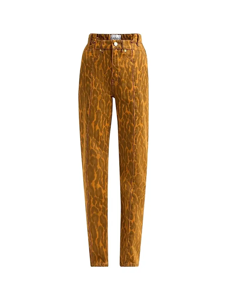 Ganni Women's Print Denim Fold Jeans