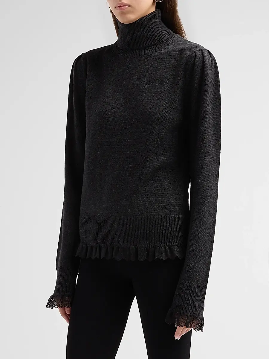 Ganni Women's Merino Wool Turtleneck Sweater | Thumbnail 4 Ganni Women's Merino Wool Turtleneck Sweater | Thumbnail 4