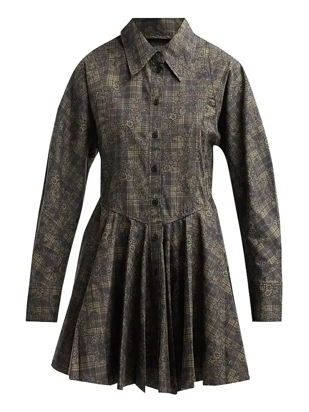 Women's Printed Stretch-Cotton Peplum Mini Dress