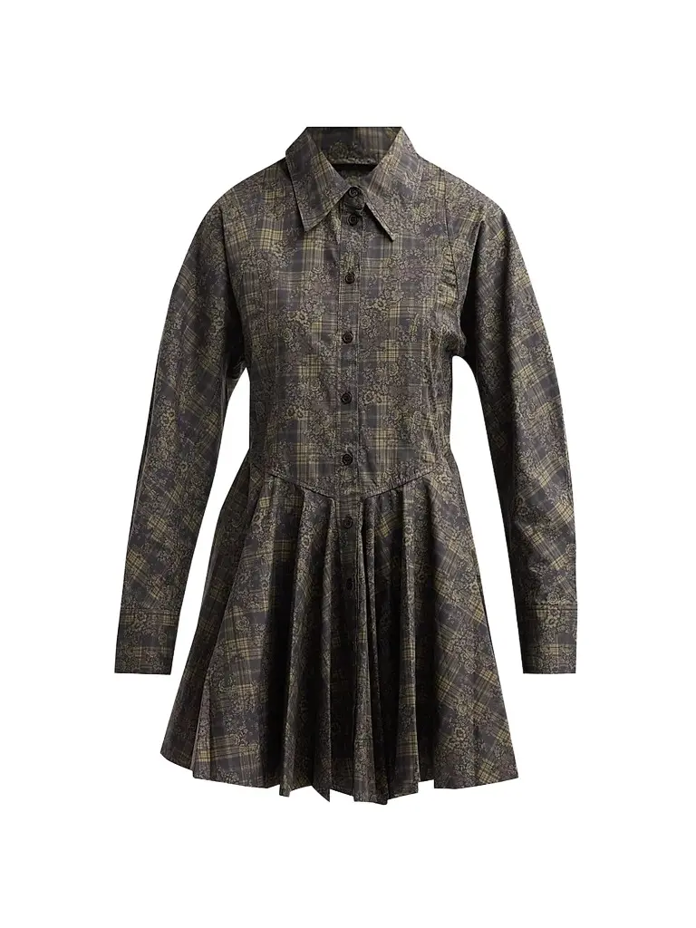 Ganni Women's Printed Stretch-Cotton Peplum Mini Dress