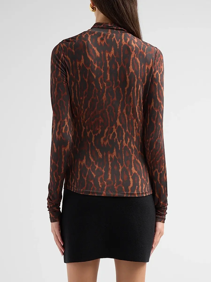 Ganni Women's Printed Shiny Jersey Turtleneck Top | Thumbnail 3 Ganni Women's Printed Shiny Jersey Turtleneck Top | Thumbnail 3