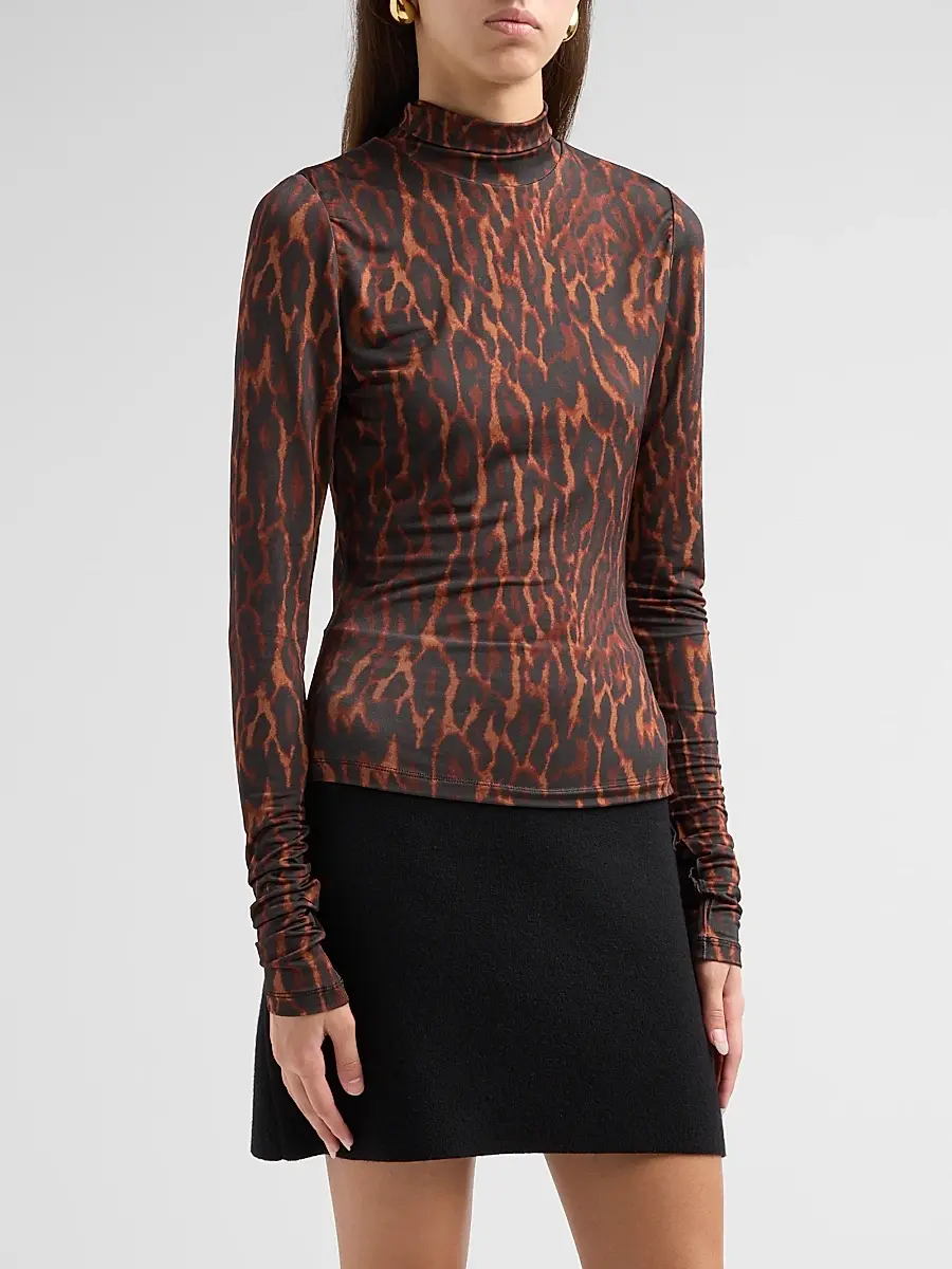 Ganni Women's Printed Shiny Jersey Turtleneck Top | Thumbnail 4 Ganni Women's Printed Shiny Jersey Turtleneck Top | Thumbnail 4