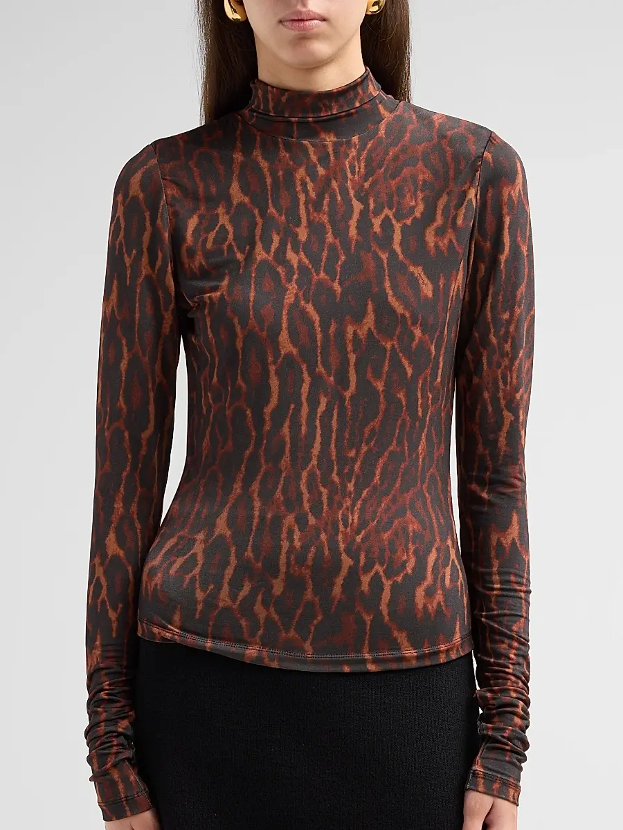 Ganni Women's Printed Shiny Jersey Turtleneck Top | Thumbnail 5 Ganni Women's Printed Shiny Jersey Turtleneck Top | Thumbnail 5