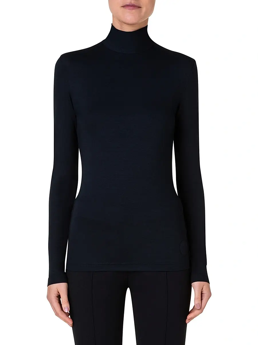Akris punto Women's Turtleneck Back Zip Top | Thumbnail 3 Akris punto Women's Turtleneck Back Zip Top | Thumbnail 3