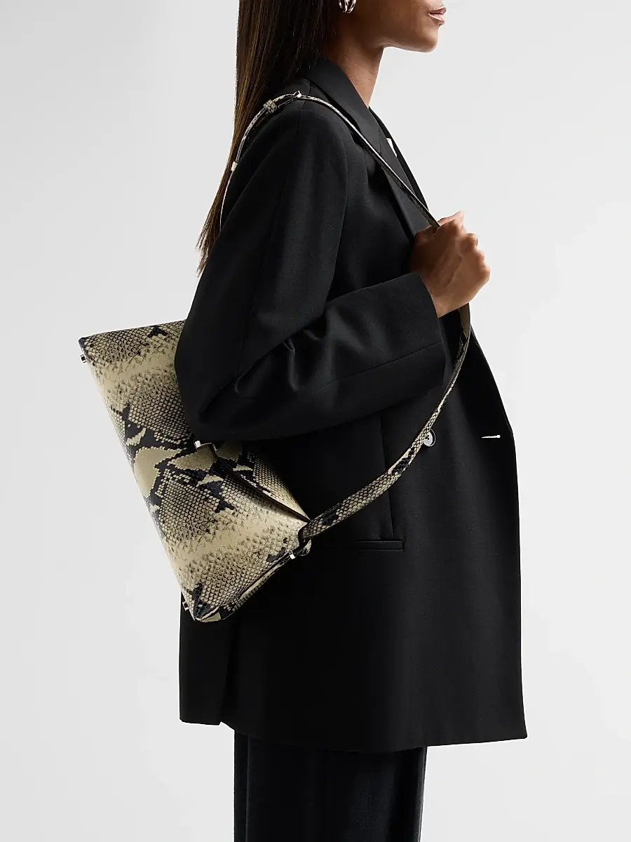 TOTEME Women's T-Lock Python-Embossed Leather Shoulder Bag | Thumbnail 2