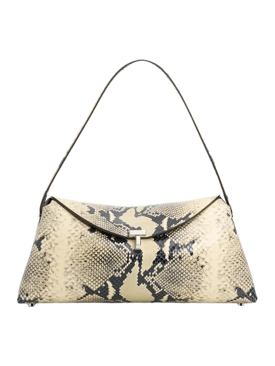 TOTEME Women's T-Lock Python-Embossed Leather Shoulder Bag