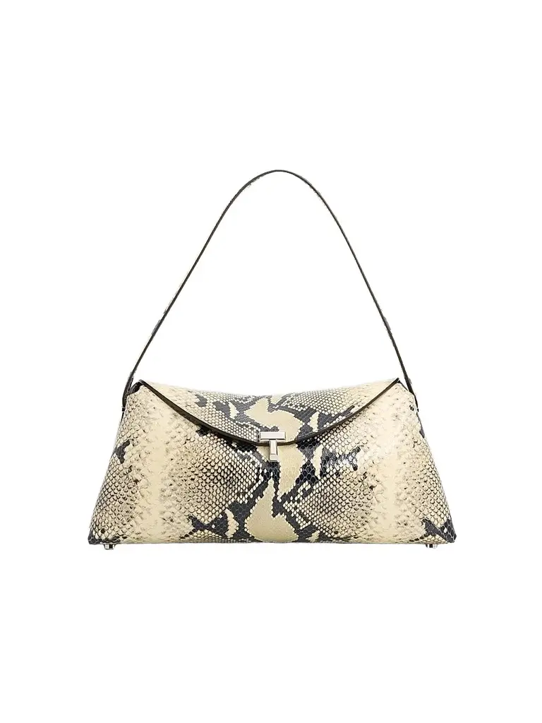 TOTEME Women's T-Lock Python-Embossed Leather Shoulder Bag