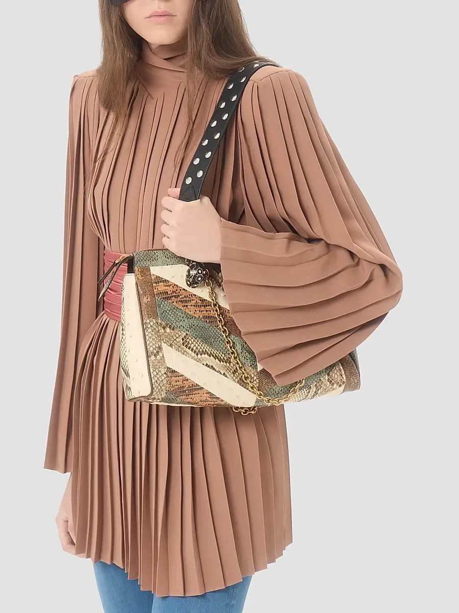 Valentino Women's Panthea Medium Shoulder Bag in Exotic Leather - Multicolored | Thumbnail 3 Valentino Women's Panthea Medium Shoulder Bag in Exotic Leather - Multicolored | Thumbnail 3