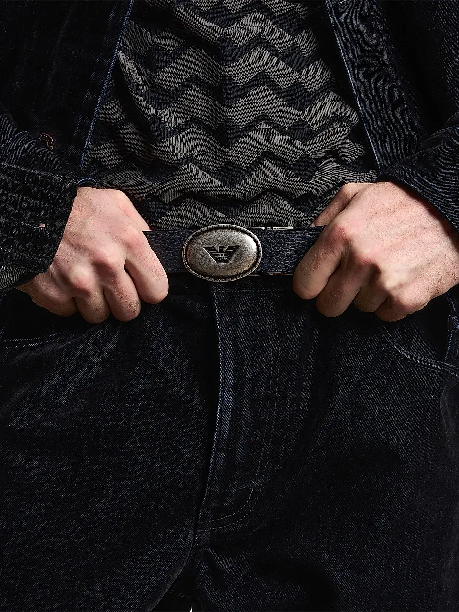 Emporio Armani Men's Flocked Straight-Fit Jeans | Thumbnail 4 Emporio Armani Men's Flocked Straight-Fit Jeans | Thumbnail 4