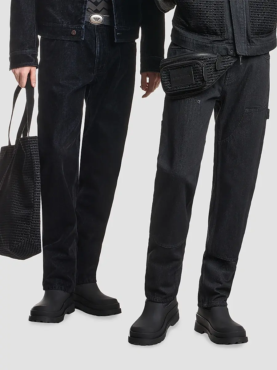 Emporio Armani Men's Flocked Straight-Fit Jeans | Thumbnail 5 Emporio Armani Men's Flocked Straight-Fit Jeans | Thumbnail 5