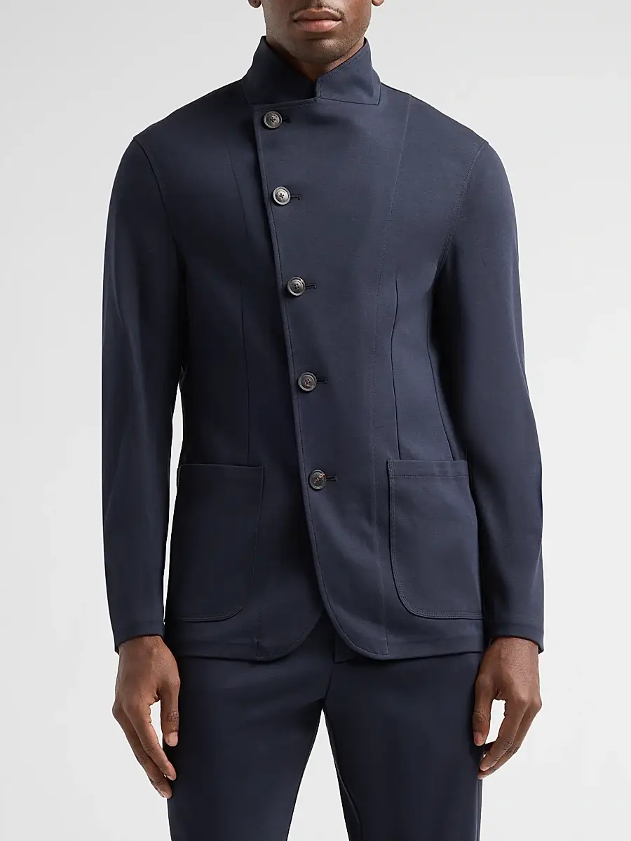 Emporio Armani Men's Asymmetric Stretch Jersey Jacket | Thumbnail 4 Emporio Armani Men's Asymmetric Stretch Jersey Jacket | Thumbnail 4