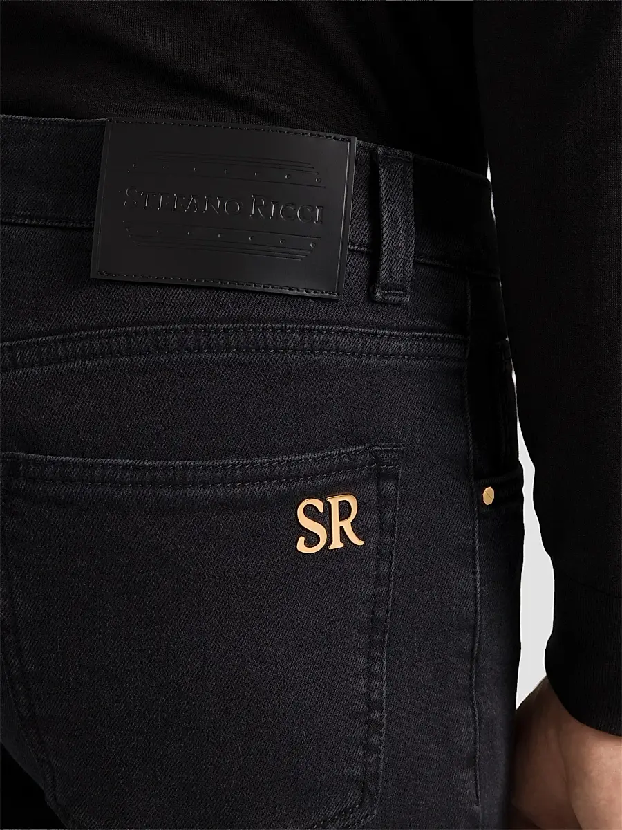 Stefano Ricci Men's Cotton and Cashmere Tapered Jeans | Thumbnail 4 Stefano Ricci Men's Cotton and Cashmere Tapered Jeans | Thumbnail 4