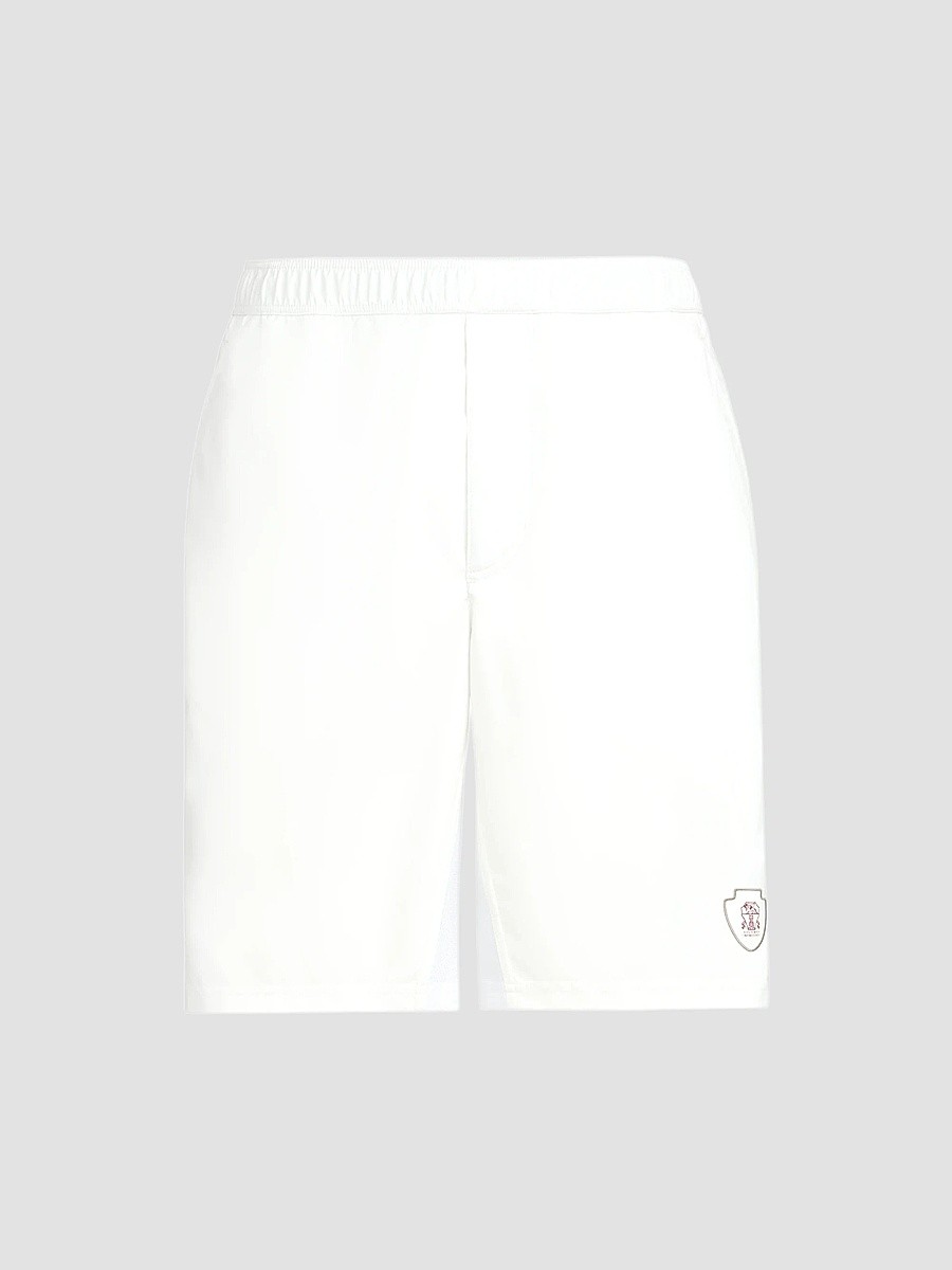 Brunello Cucinelli Men's Nylon Shorts with Logo - White