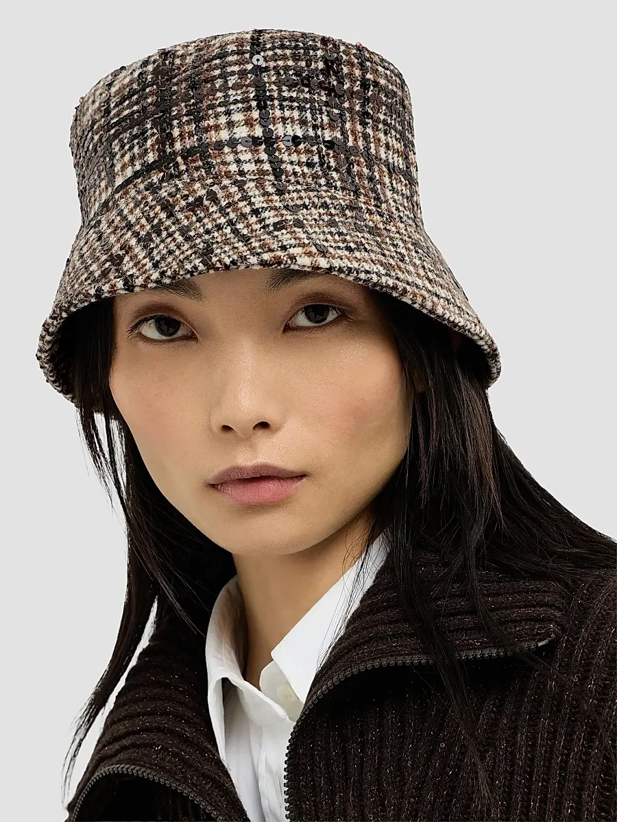 Brunello Cucinelli Women's Water-Resistant Checked Alpaca and Wool Bucket Hat | Thumbnail 2