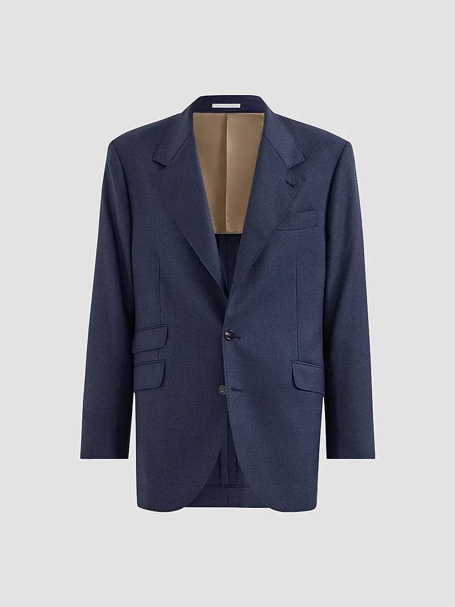 Brunello Cucinelli Men's Virgin Wool Houndstooth Cavallo Tailor Blazer | Thumbnail 3 Brunello Cucinelli Men's Virgin Wool Houndstooth Cavallo Tailor Blazer | Thumbnail 3