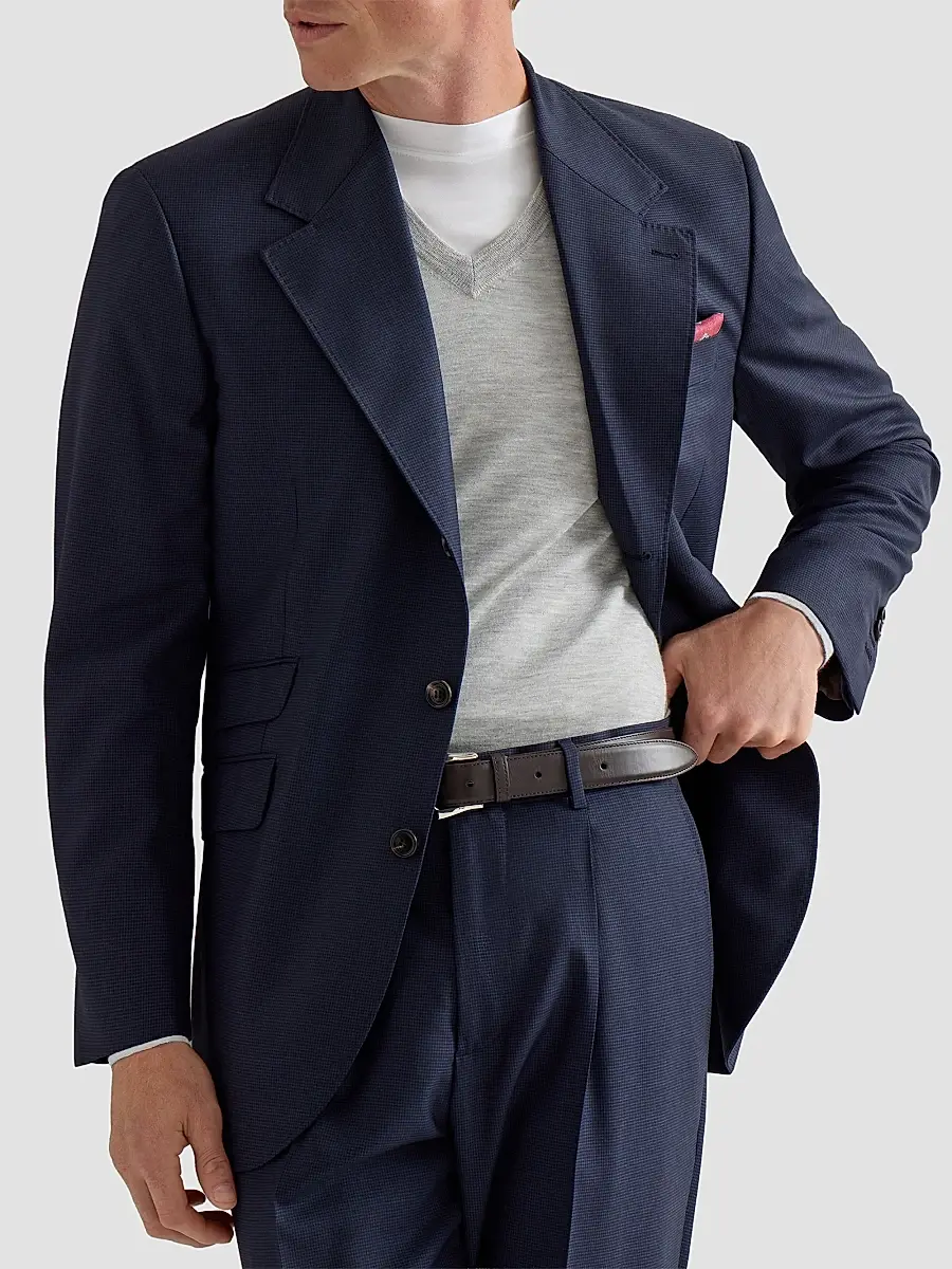 Brunello Cucinelli Men's Virgin Wool Houndstooth Cavallo Tailor Blazer | Thumbnail 5 Brunello Cucinelli Men's Virgin Wool Houndstooth Cavallo Tailor Blazer | Thumbnail 5