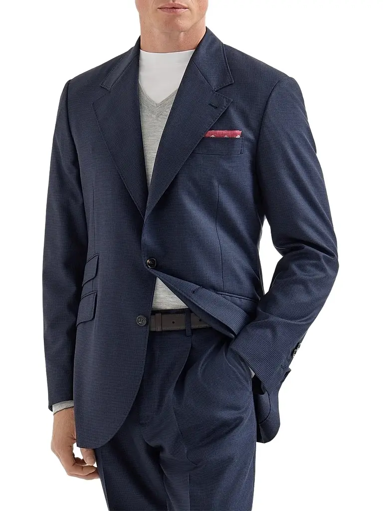 Brunello Cucinelli Men's Virgin Wool Houndstooth Cavallo Tailor Blazer