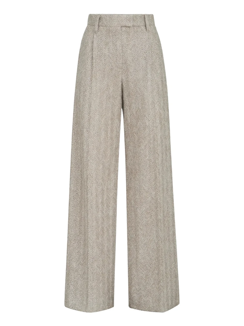 Brunello Cucinelli Women's Dazzling Chevron Embroidery Loose Pleated Trousers