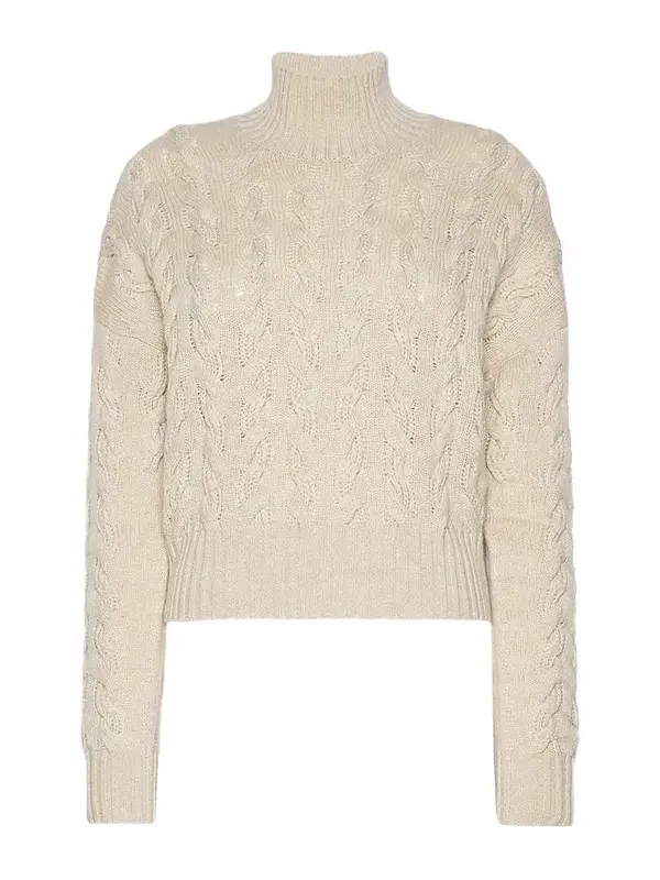 Women's Comfortable Wool and Cashmere Sweater - Beige