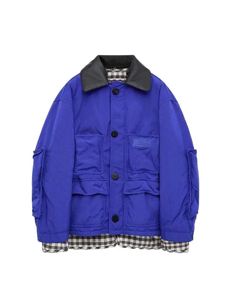 Loewe Men's Gingham-Trim Parka