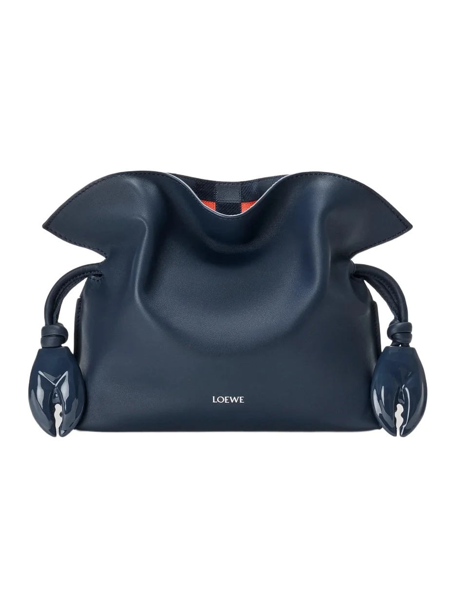 Loewe Women's x Cosima Von Bonin Flamenco Mini Check-Intarsia & Leather Clutch - Deep Navy Multi