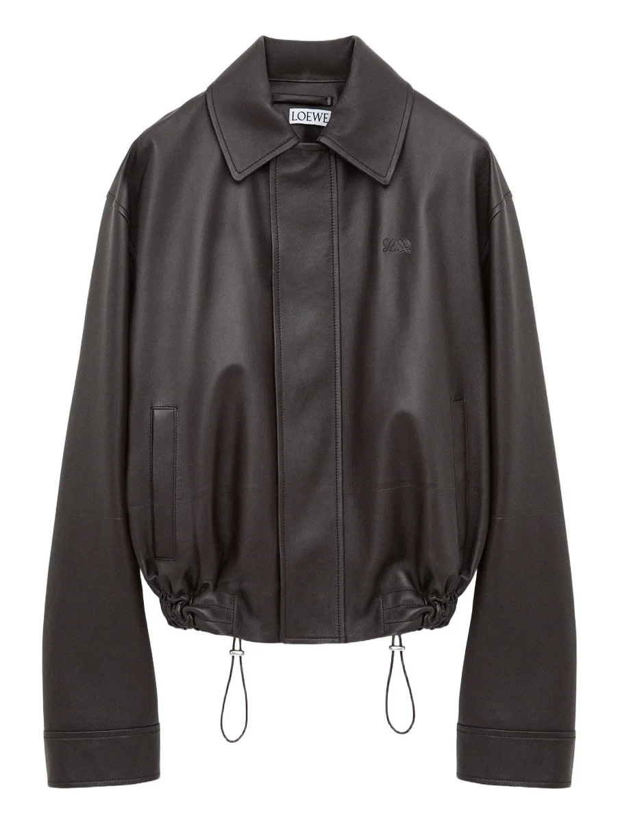 Loewe Men's Drawstring-Hem Leather Jacket