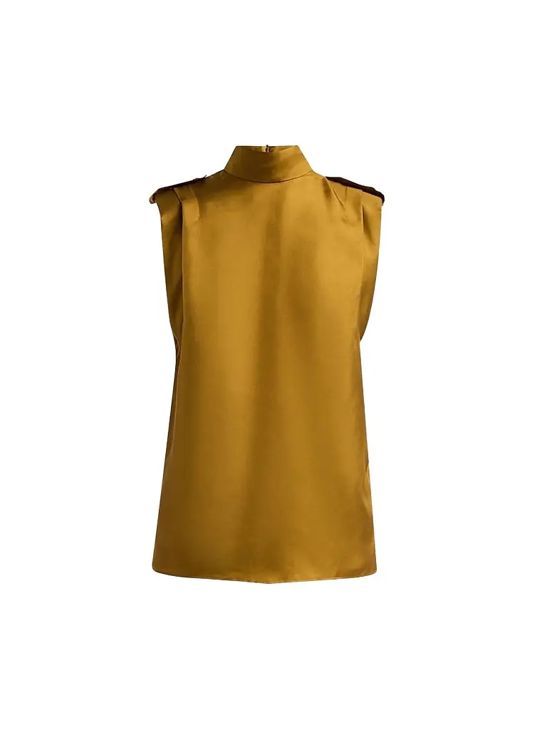 Women's Silk Sleeveless Tuck Blouse