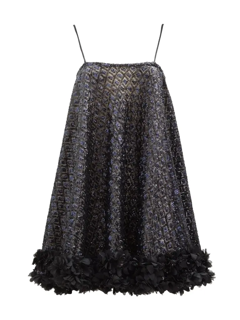 Loretta Caponi Christal Embellished Mini Dress