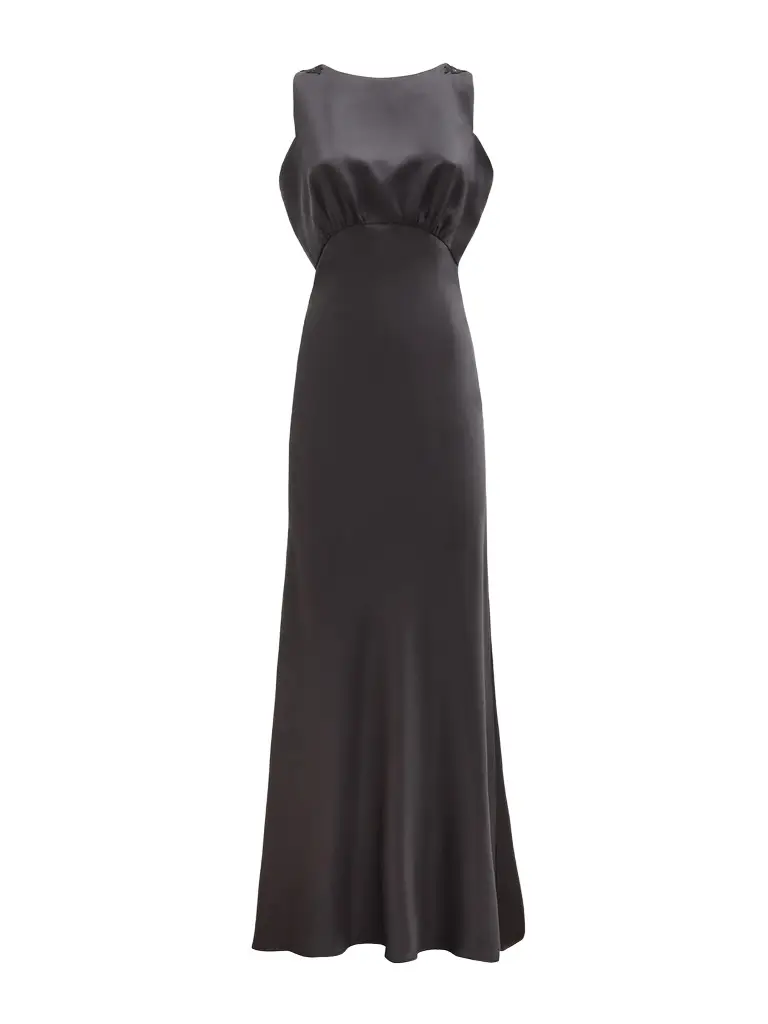 Loretta Caponi Scilla Lace-Back Silk Midi Dress