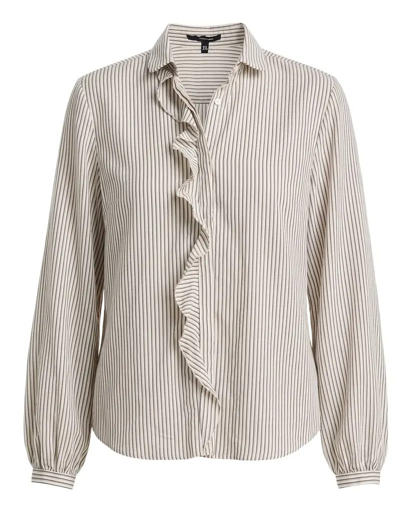 Striped Shrunken Ruffle Shirt Striped Shrunken Ruffle Shirt