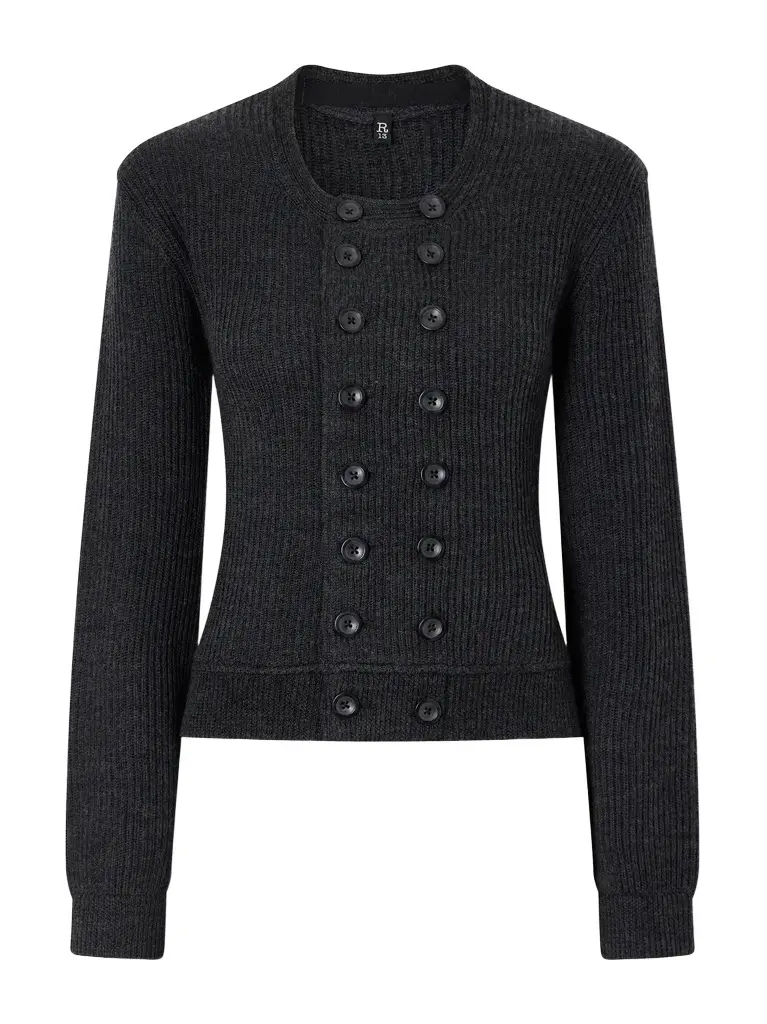 Double-breasted ribbed-knit merino wool cardigan Double-breasted ribbed-knit merino wool cardigan