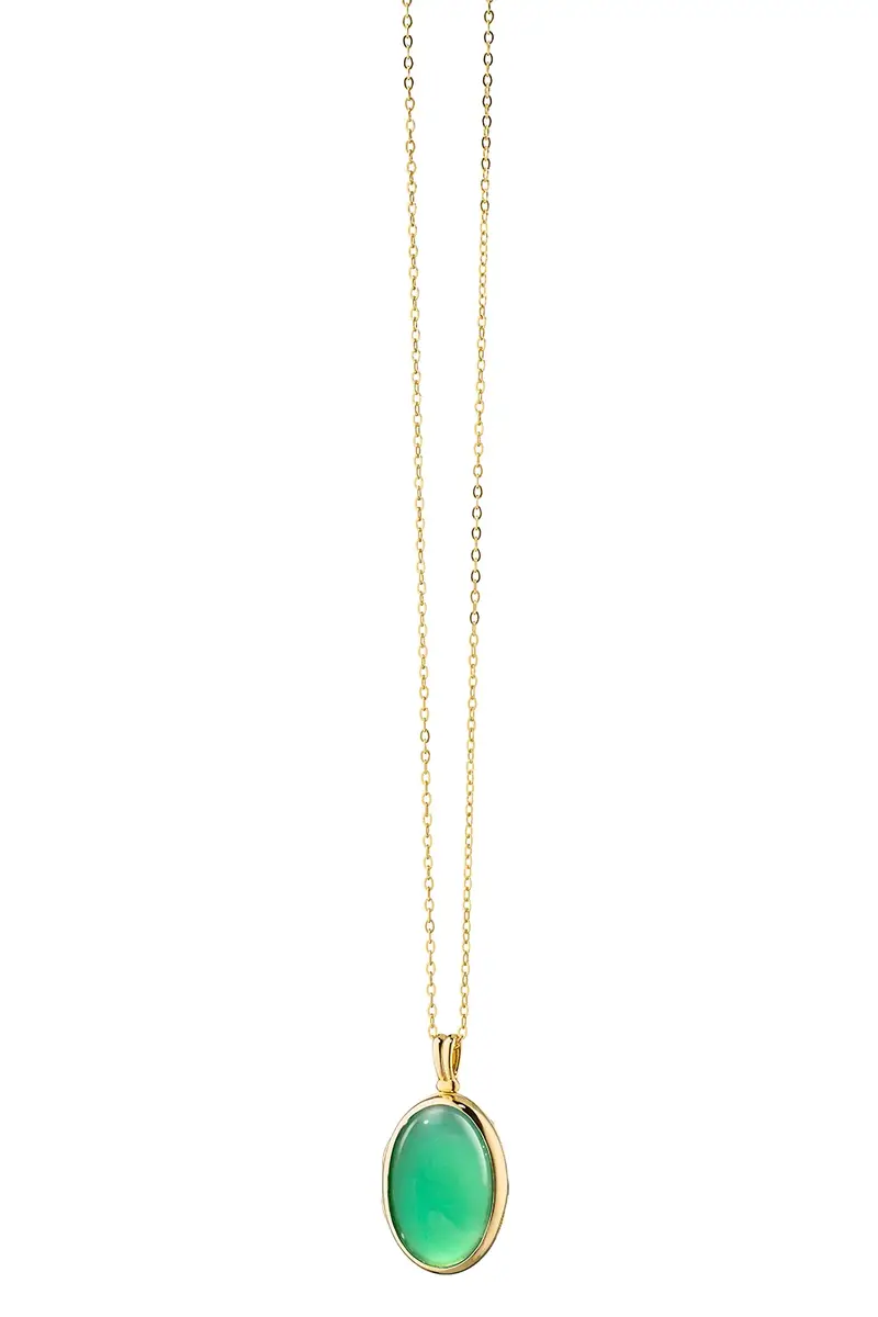 MONICA RICH KOSANN Green Agate Amelia Locket Necklace