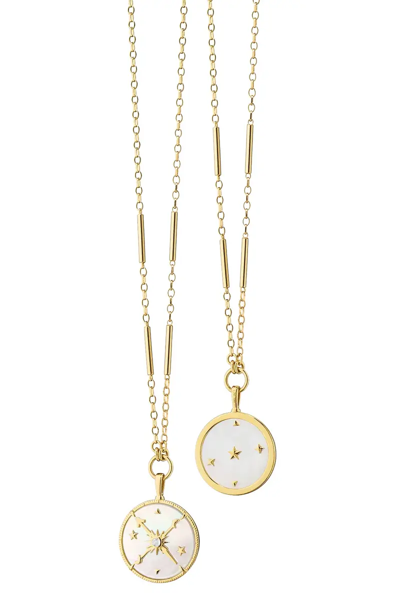 Pearl Diamond Constellation Locket Necklace Pearl Diamond Constellation Locket Necklace