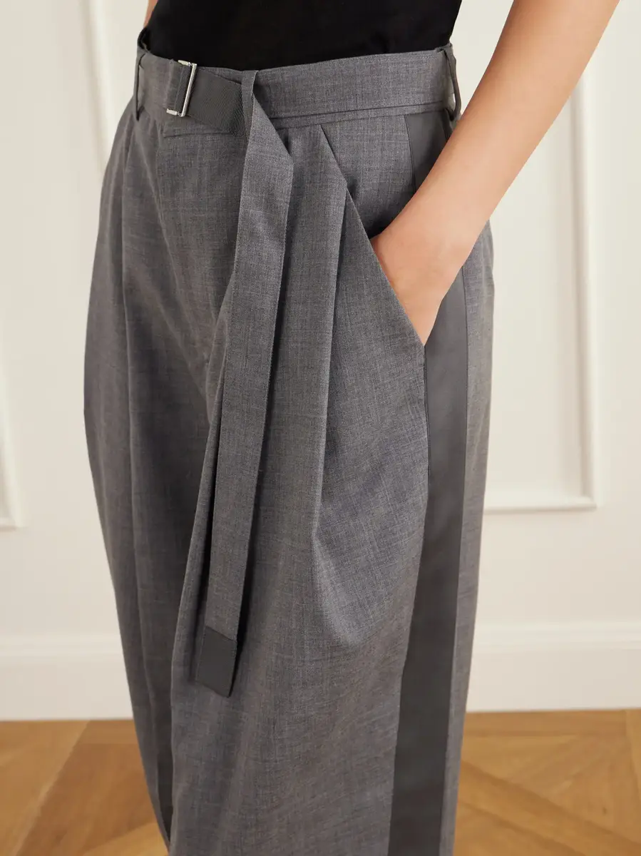 Sacai Belted pleated twill wide-leg pants | Thumbnail 5