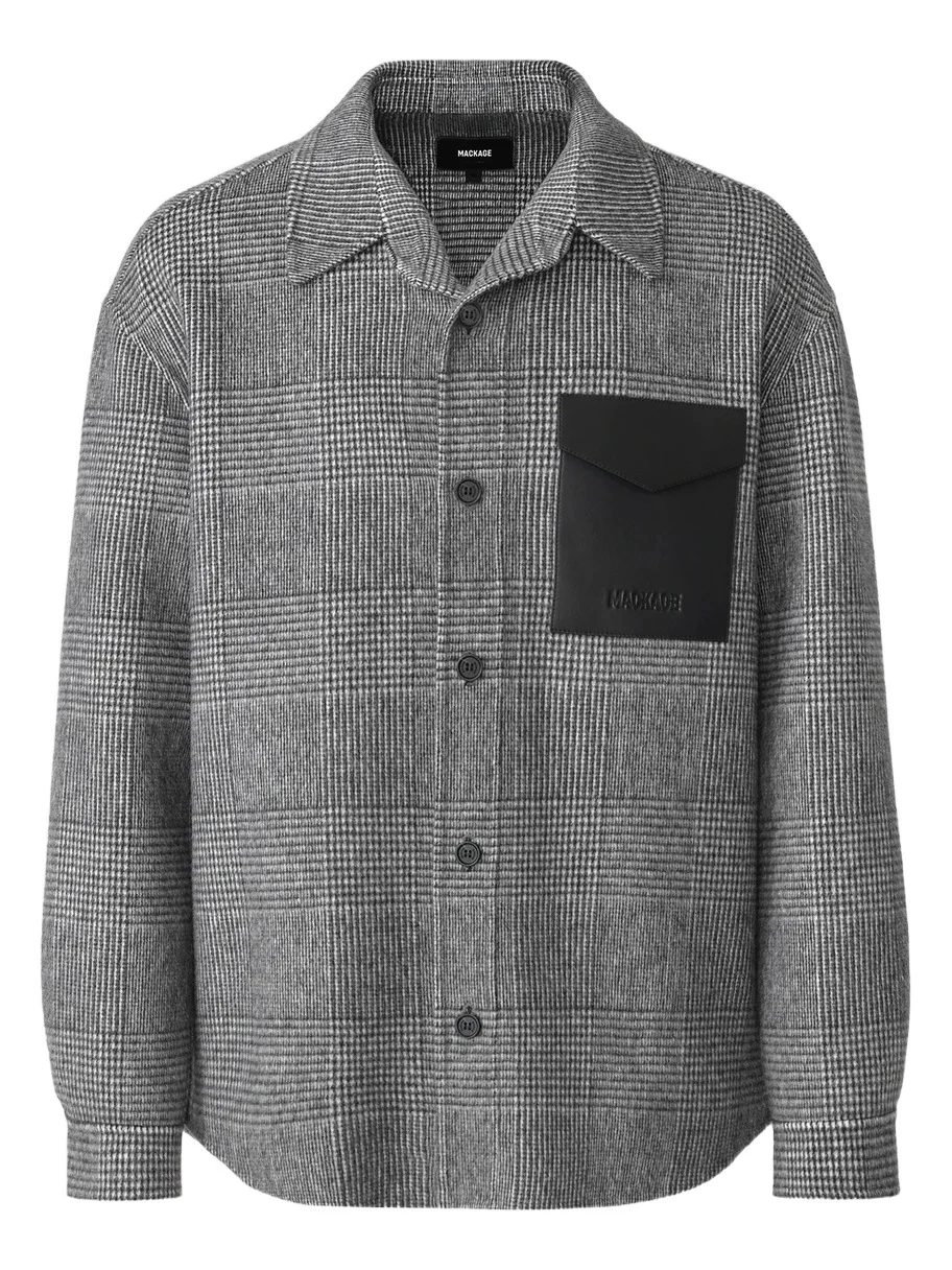Mackage Men's Emmanuel Glen Check Double-Face Wool Shirt Jacket
