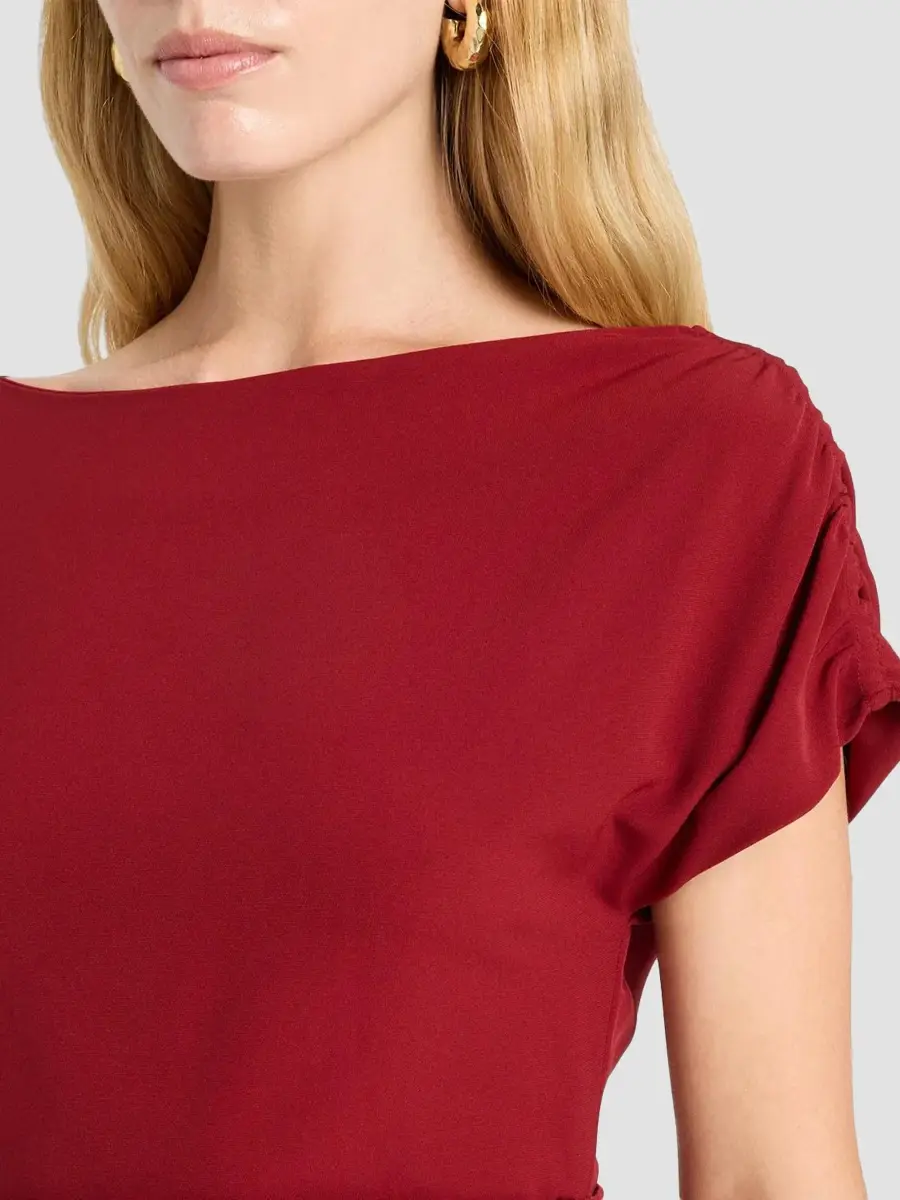 Lela Rose Women's Side Ruched Crêpe Midi Dress | Thumbnail 5 Lela Rose Women's Side Ruched Crêpe Midi Dress | Thumbnail 5