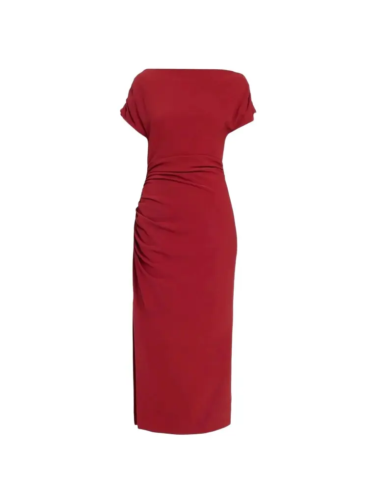 Lela Rose Women's Side Ruched Crêpe Midi Dress