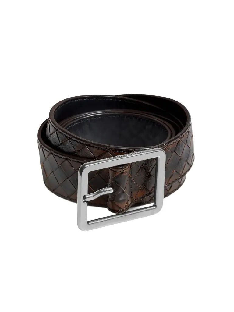 Bottega Veneta Men's Inrecciato Leather Belt