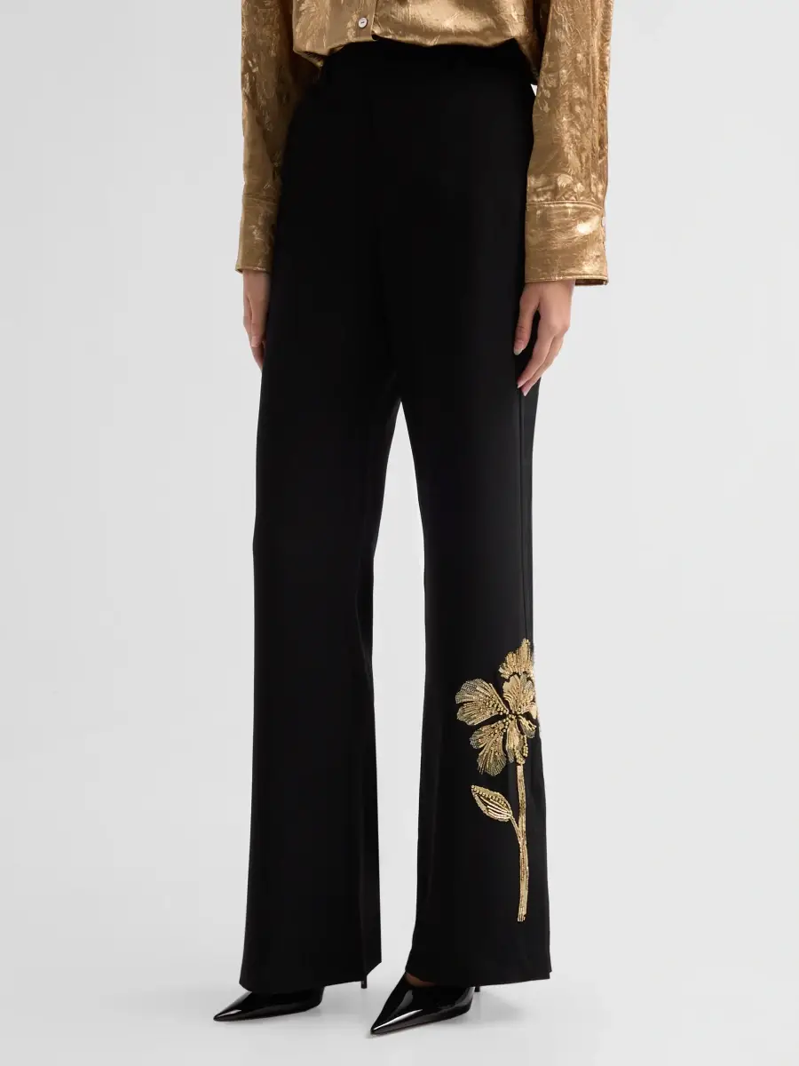 Cinq à Sept Women's Gilded Peony Jaxyn Embellished Flared Pants | Thumbnail 4 Cinq à Sept Women's Gilded Peony Jaxyn Embellished Flared Pants | Thumbnail 4