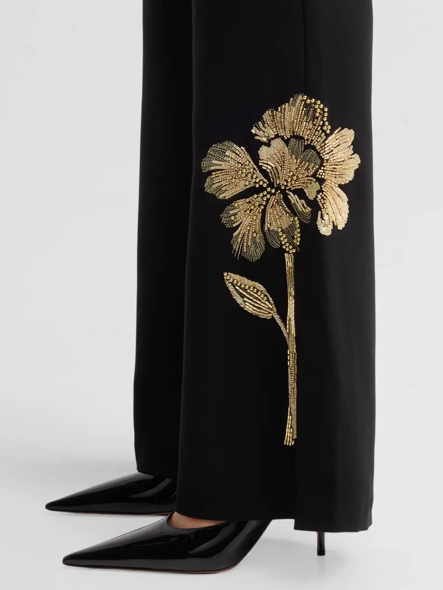 Cinq à Sept Women's Gilded Peony Jaxyn Embellished Flared Pants | Thumbnail 5 Cinq à Sept Women's Gilded Peony Jaxyn Embellished Flared Pants | Thumbnail 5