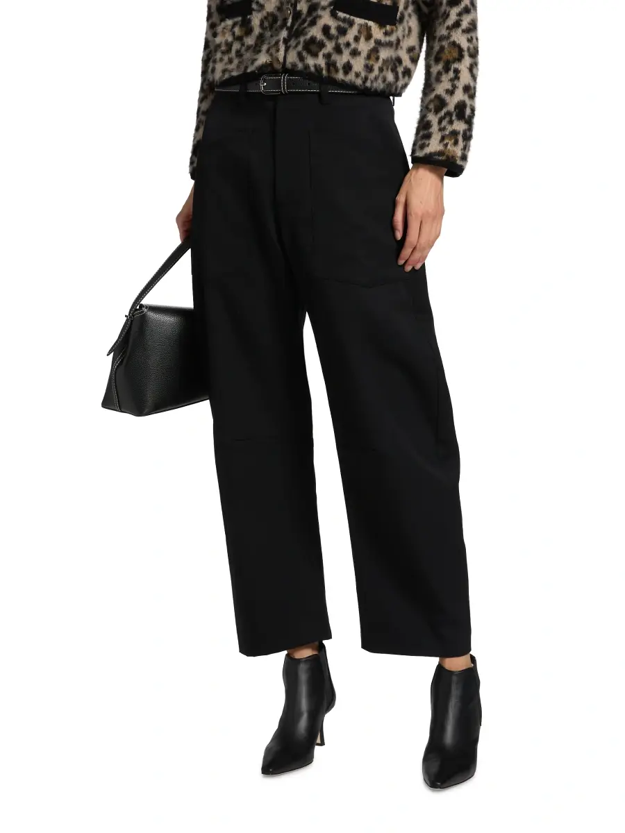 Nili Lotan Women's Shon Wool Barrel-Leg Pants | Thumbnail 3