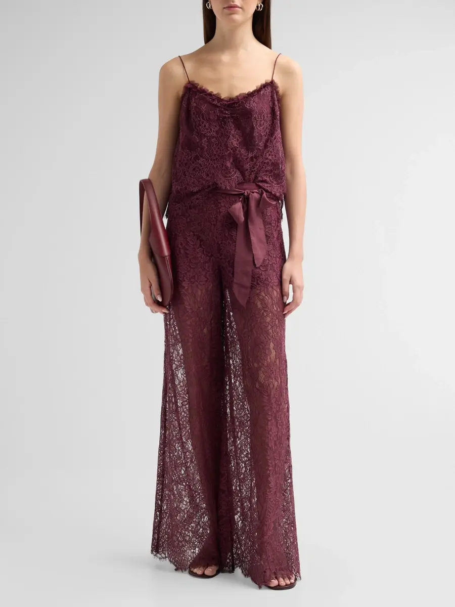 LoveShackFancy Women's Riana Lace Wide-Leg Self-Belt Pants | Thumbnail 2 LoveShackFancy Women's Riana Lace Wide-Leg Self-Belt Pants | Thumbnail 2