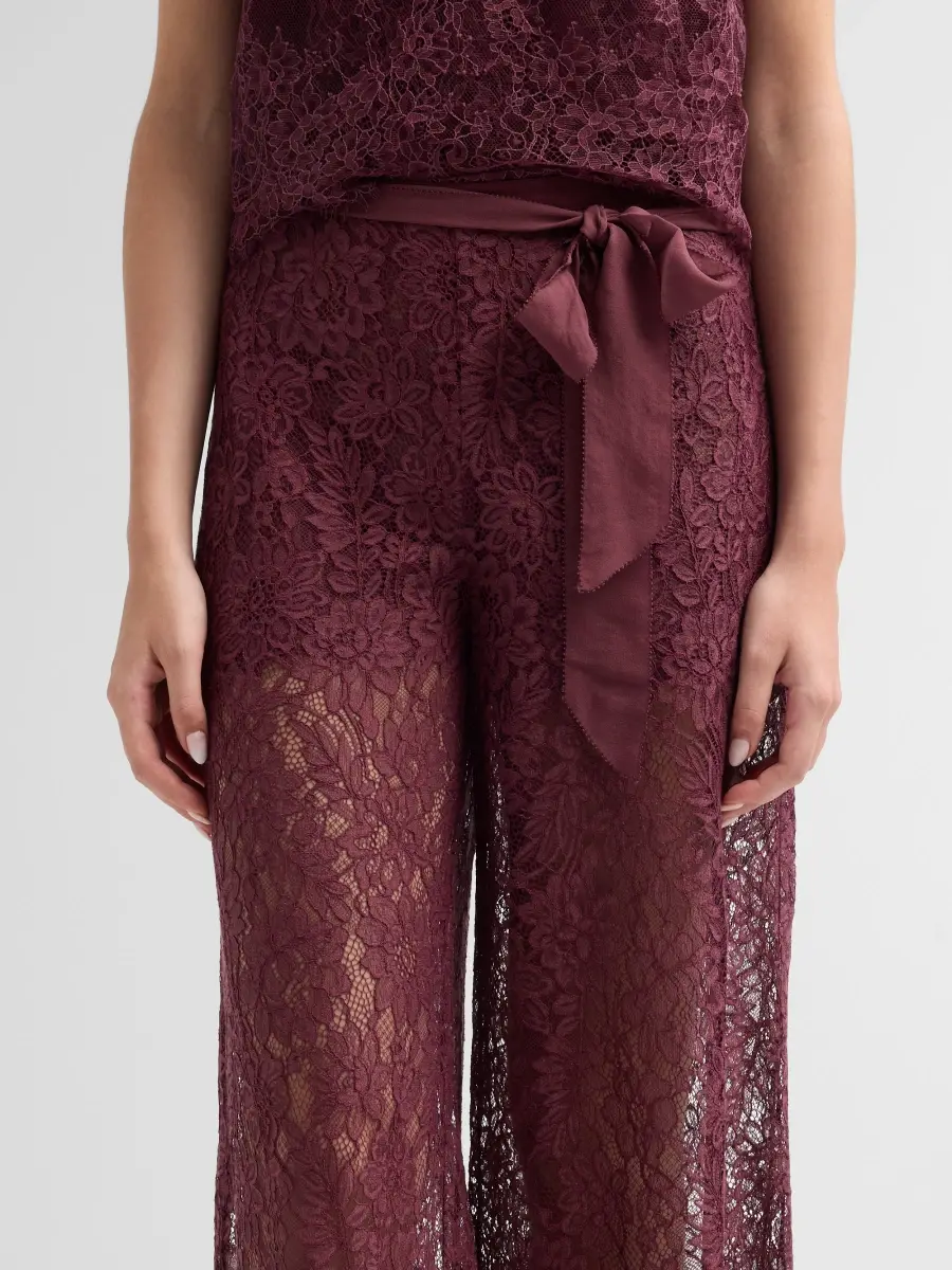 LoveShackFancy Women's Riana Lace Wide-Leg Self-Belt Pants | Thumbnail 5 LoveShackFancy Women's Riana Lace Wide-Leg Self-Belt Pants | Thumbnail 5