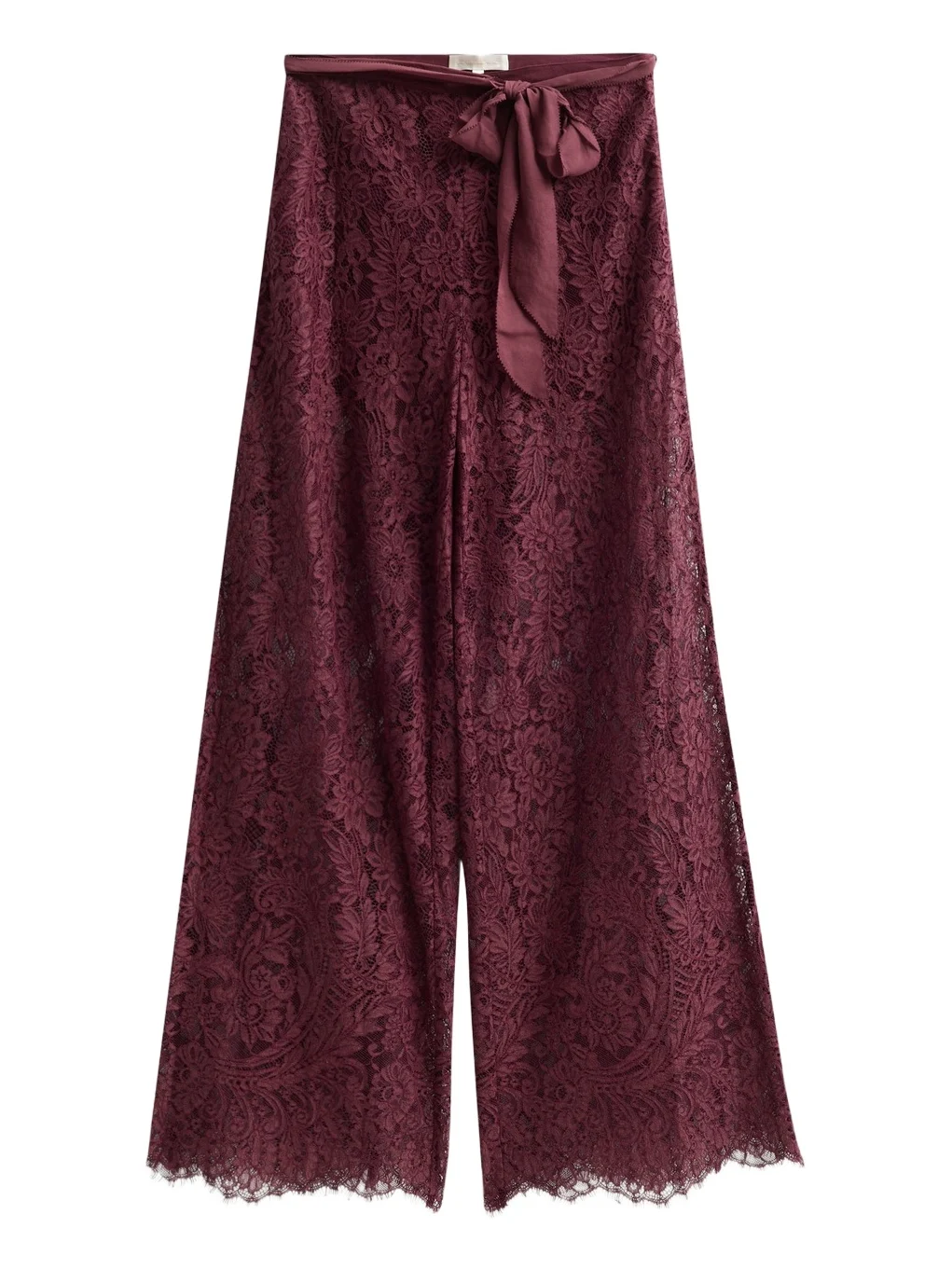 LoveShackFancy Women's Riana Lace Wide-Leg Self-Belt Pants